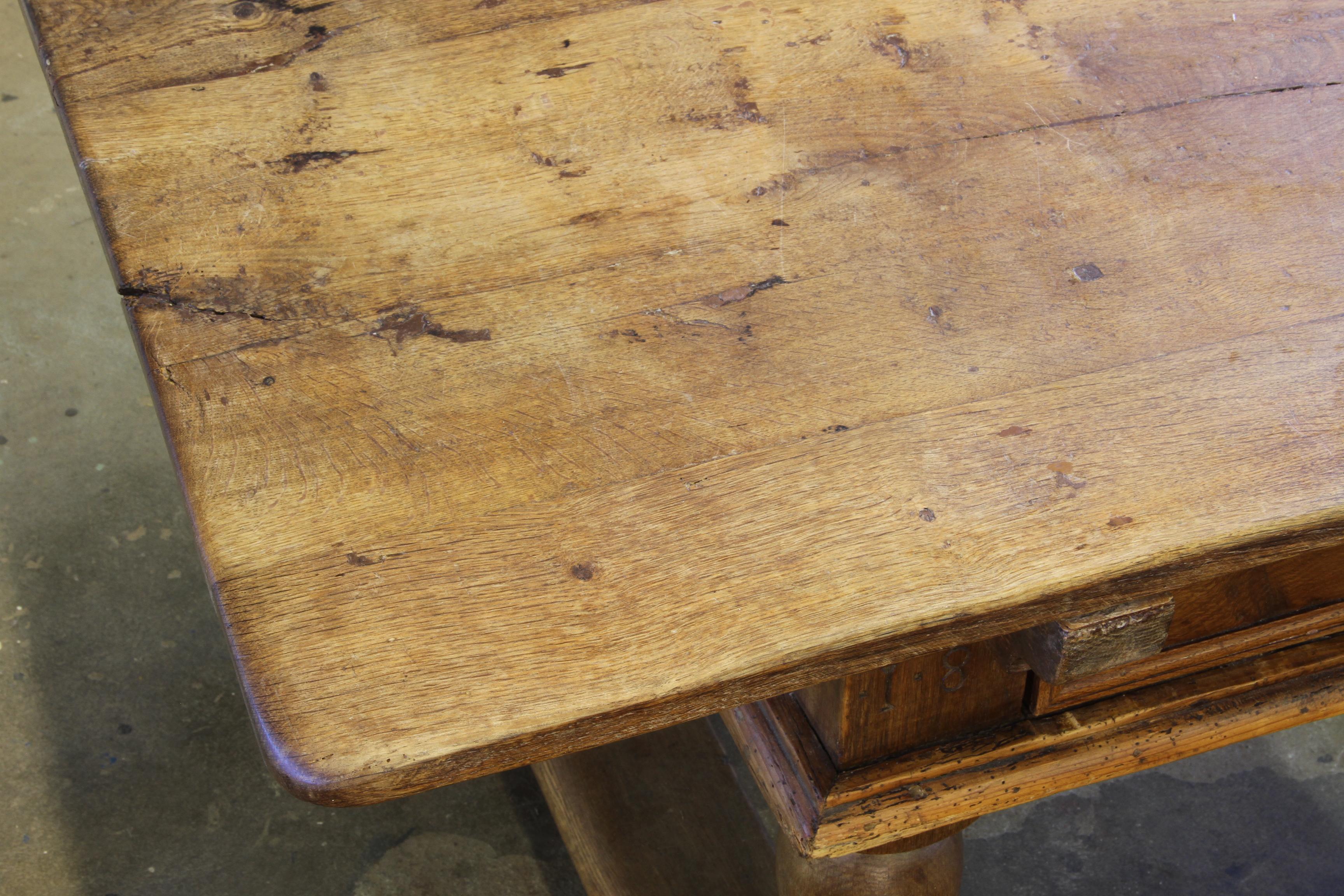 Baroque Antique Nordic Provincial Oak Table 1800s Rustic Farmhouse, Rich Patina For Sale 4