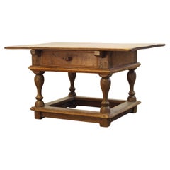 Baroque Antique Nordic Provincial Oak Table 1800s Rustic Farmhouse, Rich Patina
