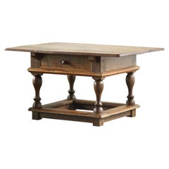 Baroque Antique Nordic Provincial Oak Table 1800s Rustic Farmhouse, Rich Patina