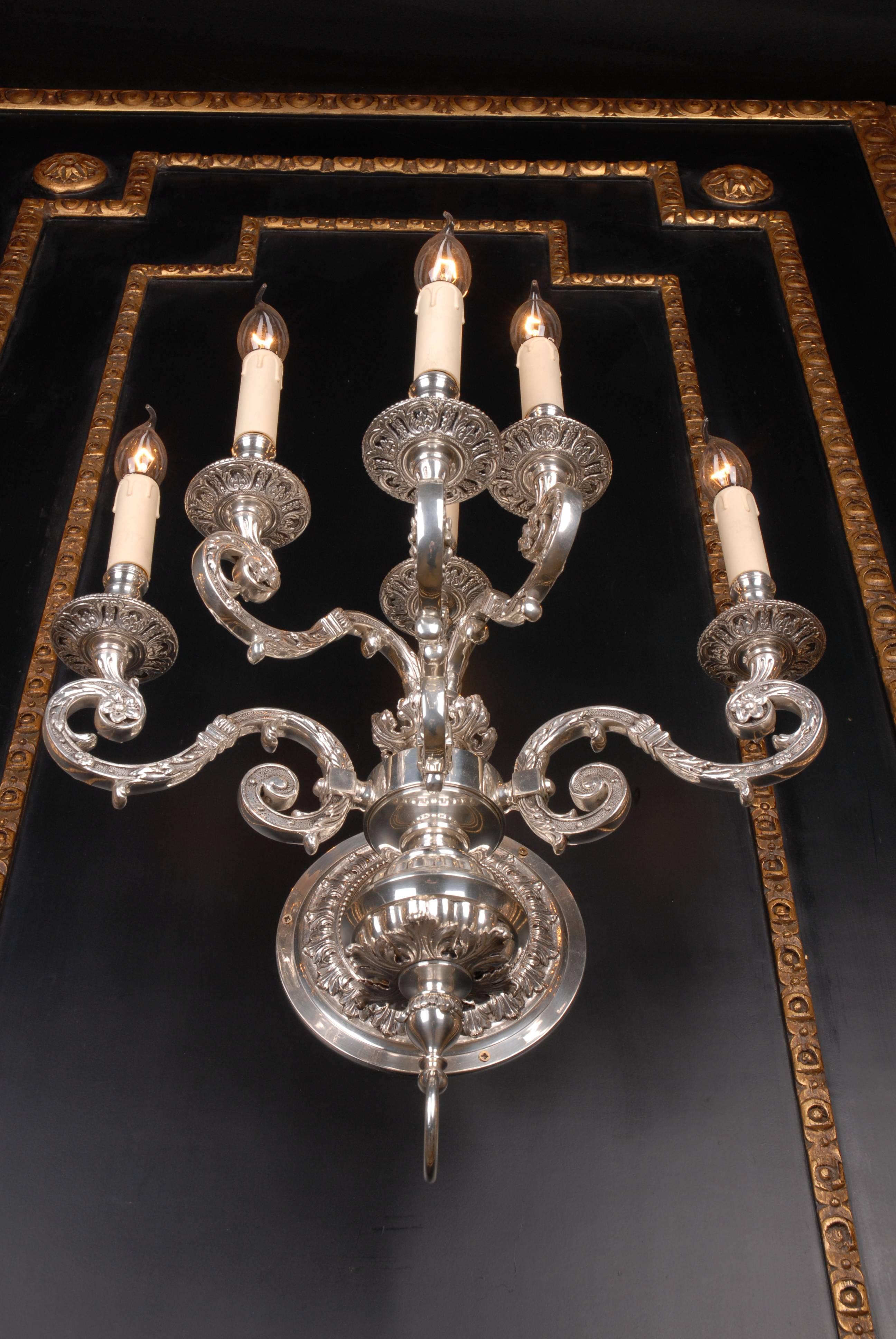Baroque Applique in antique Louis XIV Style silver galvanized For Sale 3