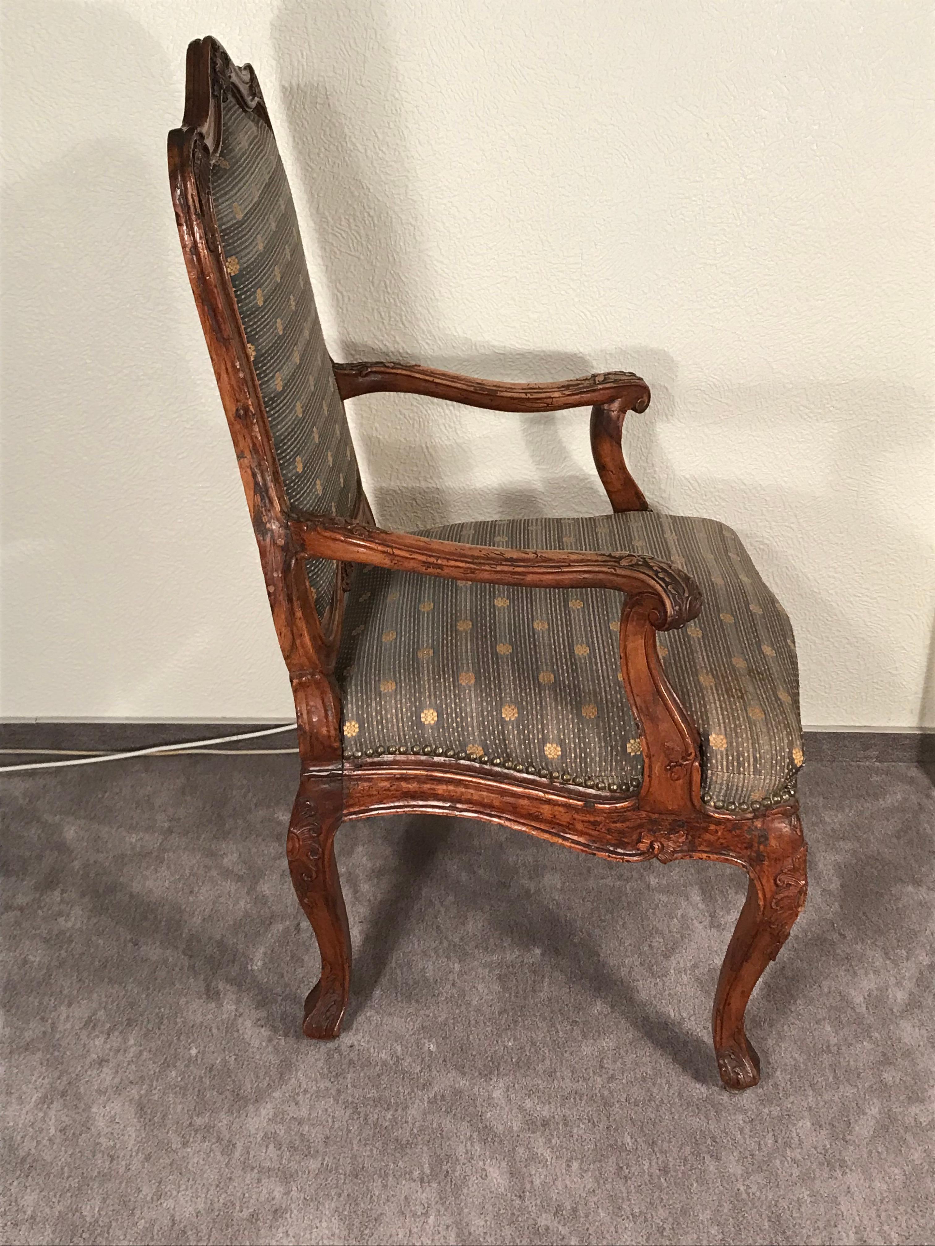 Oak Baroque Armchair, Germany 1750-60 For Sale