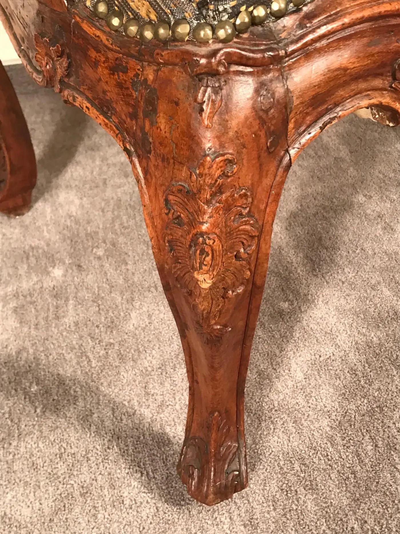 Hand-Carved Baroque Armchair, South Germany 1750 For Sale