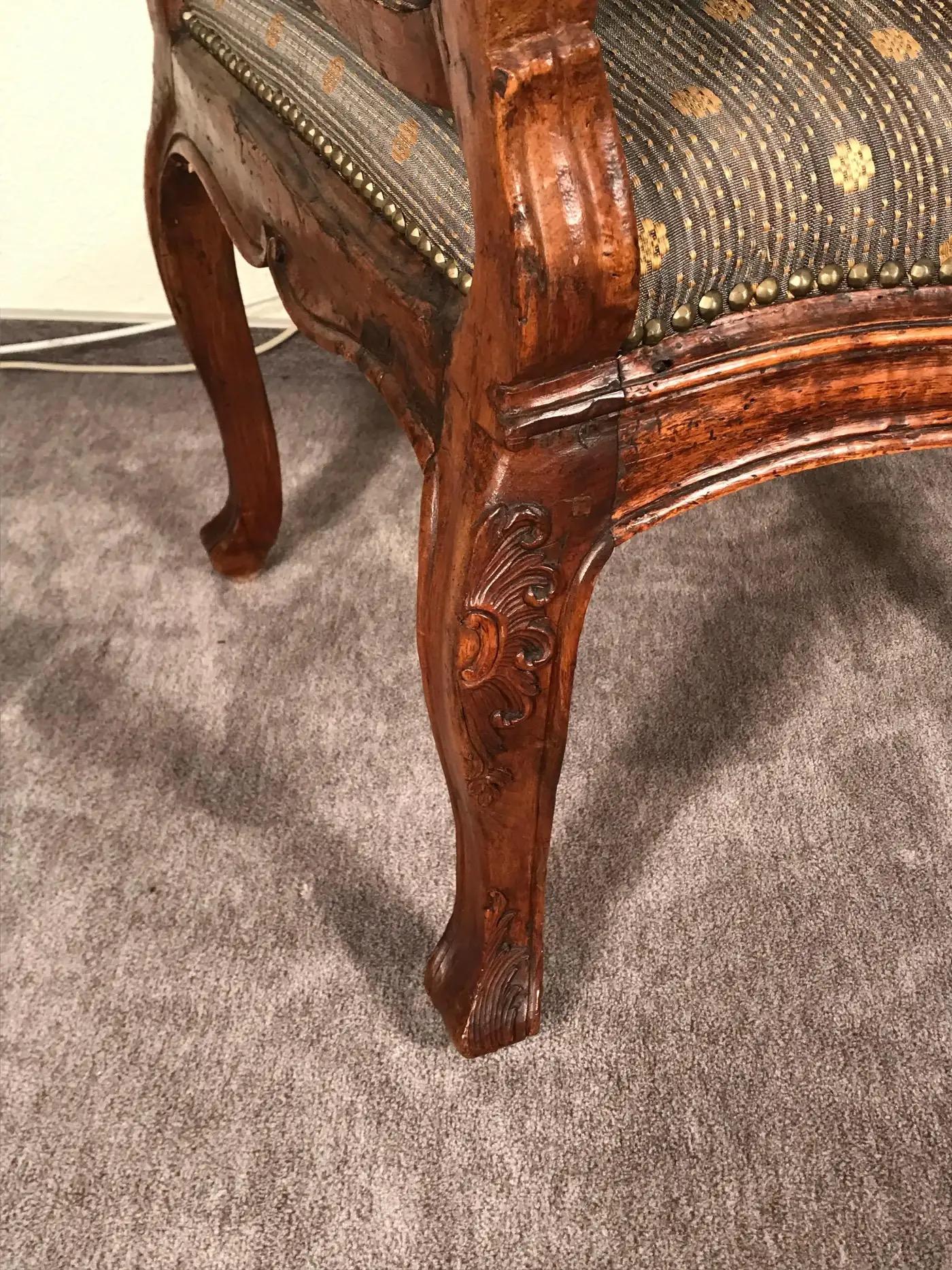 Oak Baroque Armchair, South Germany 1750 For Sale