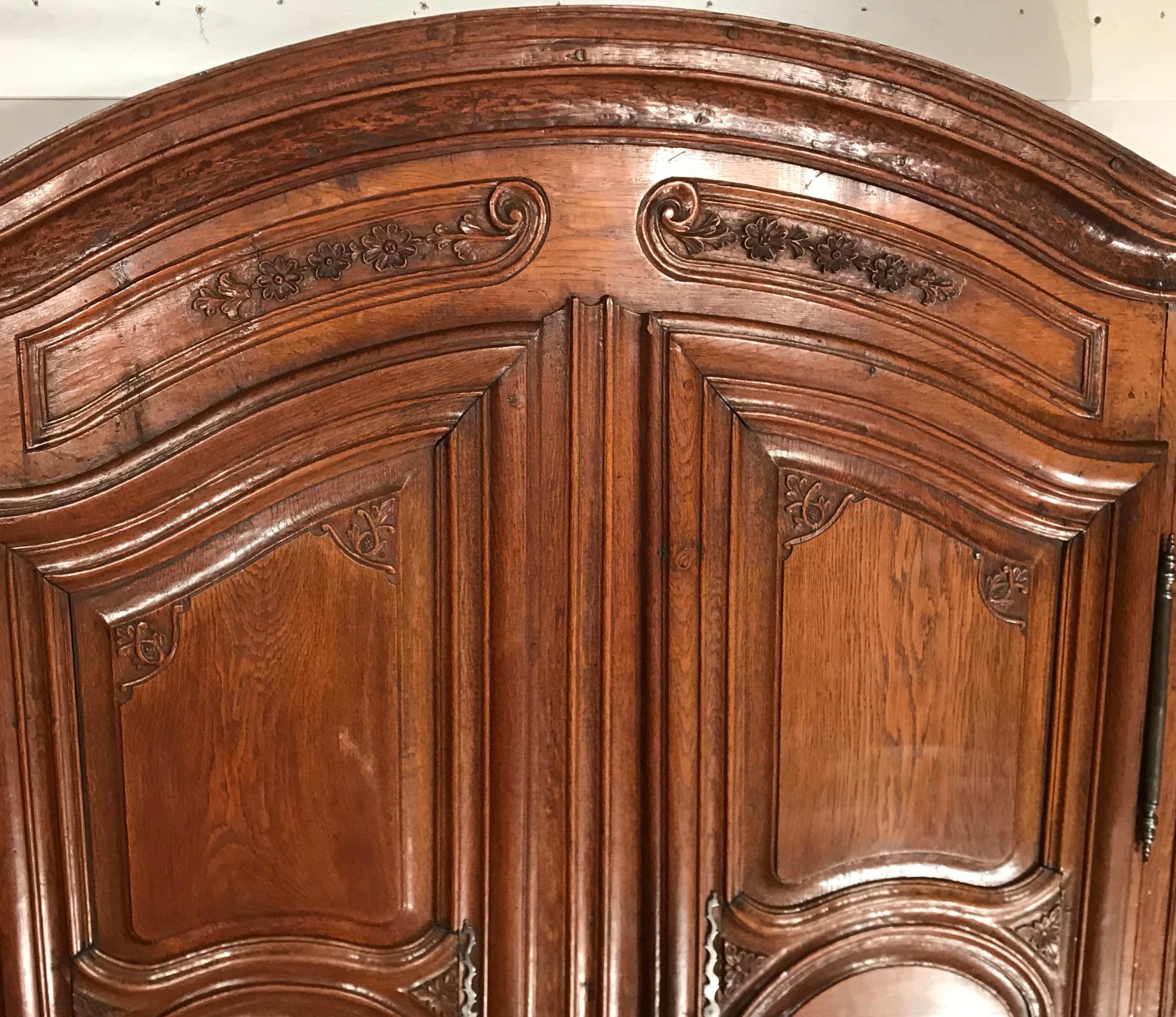 Hand-Carved Baroque Armoire, France, 1750, Oak For Sale