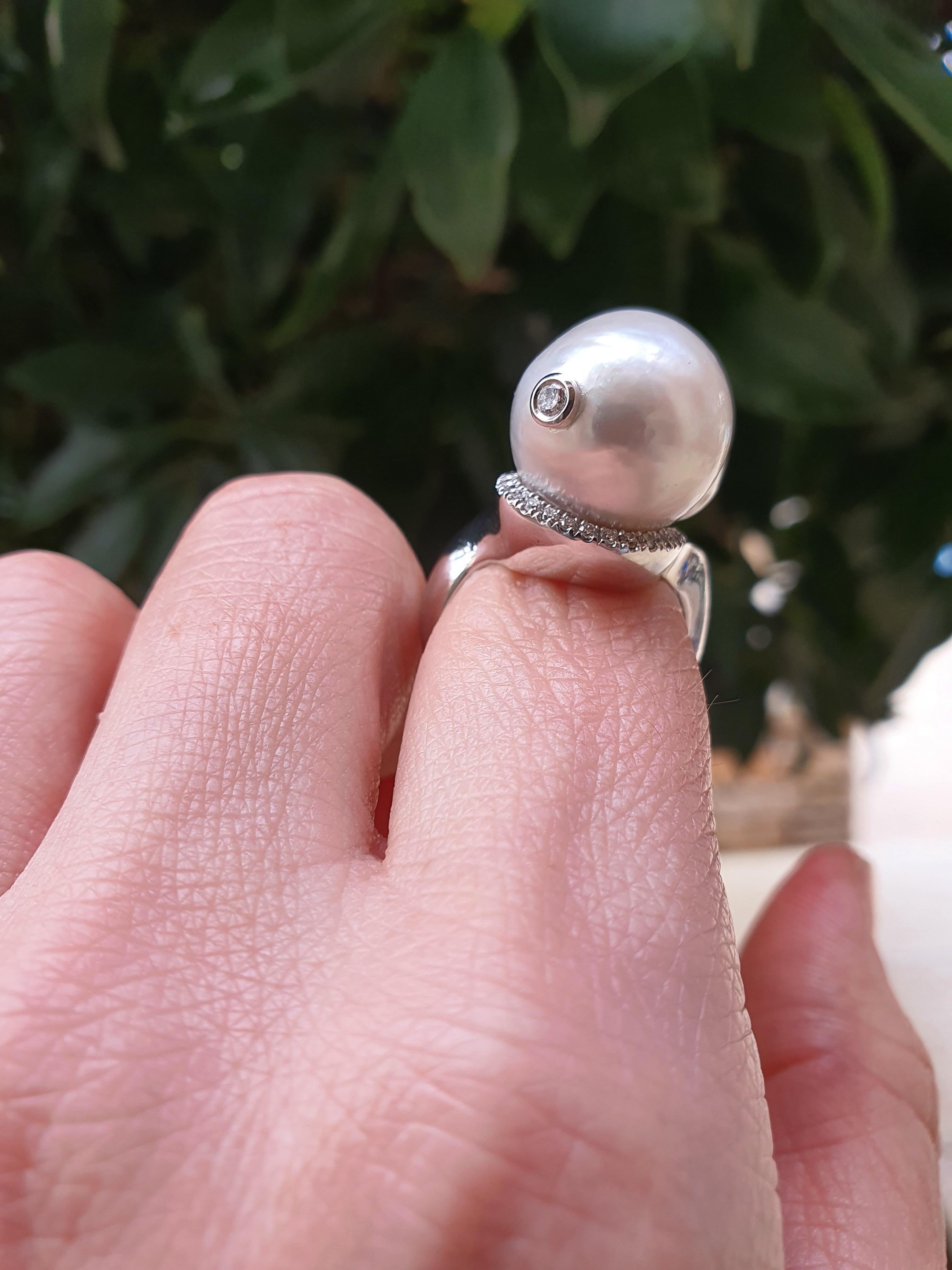 Baroque Australian South Sea Pearl Dress Ring For Sale 5