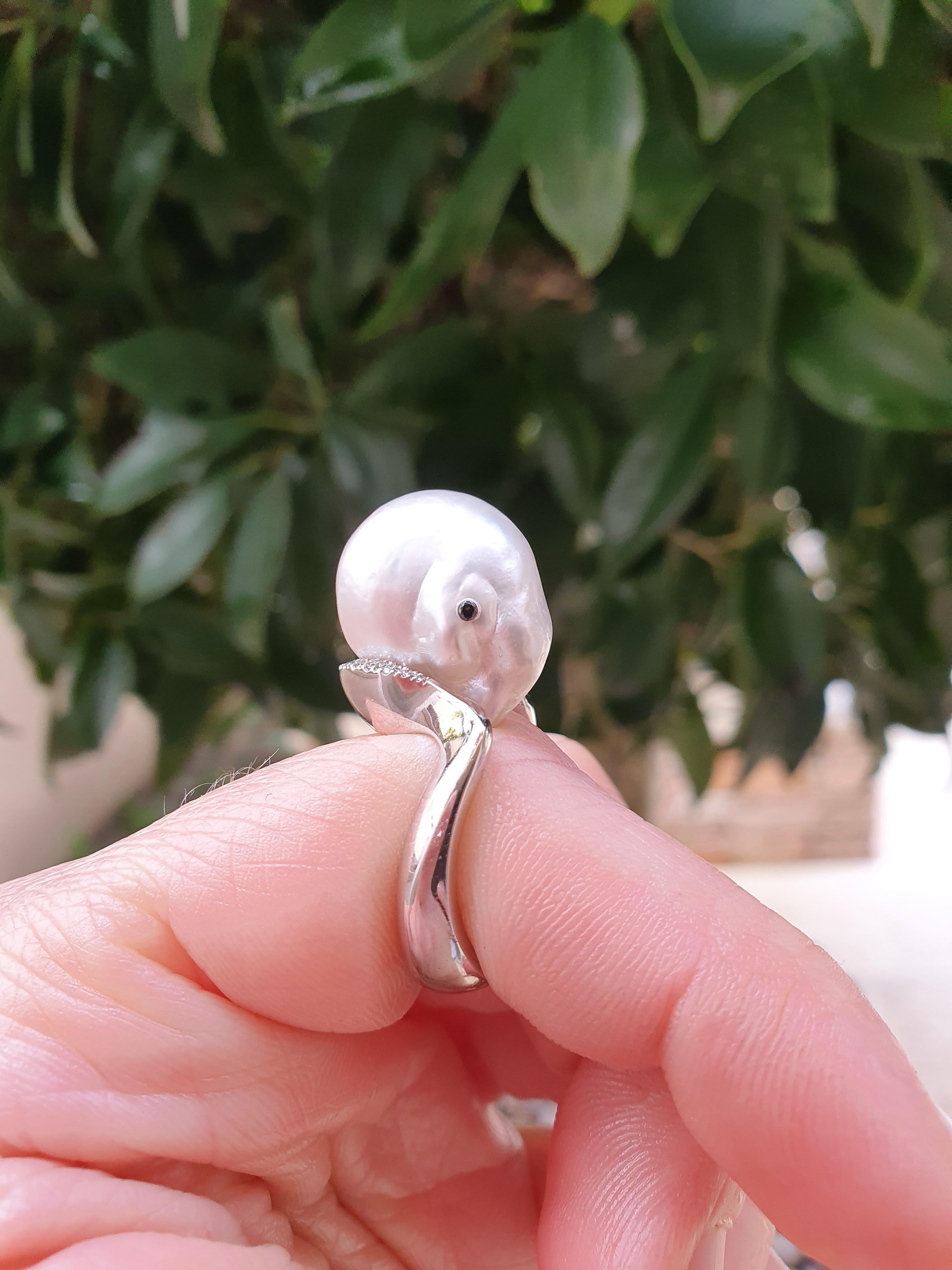 Baroque Australian South Sea Pearl Dress Ring For Sale 6