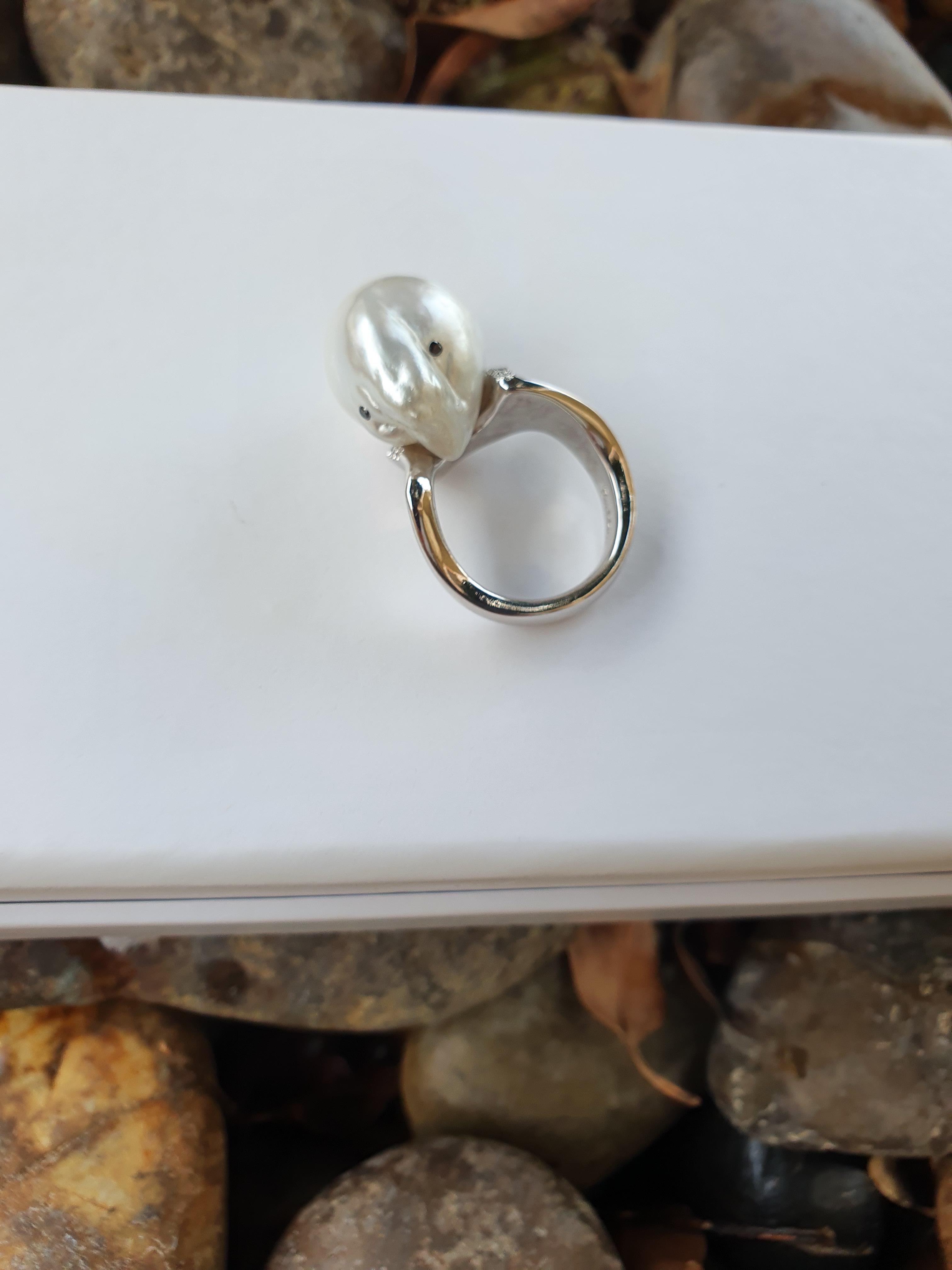 Baroque Australian South Sea Pearl Dress Ring For Sale 8