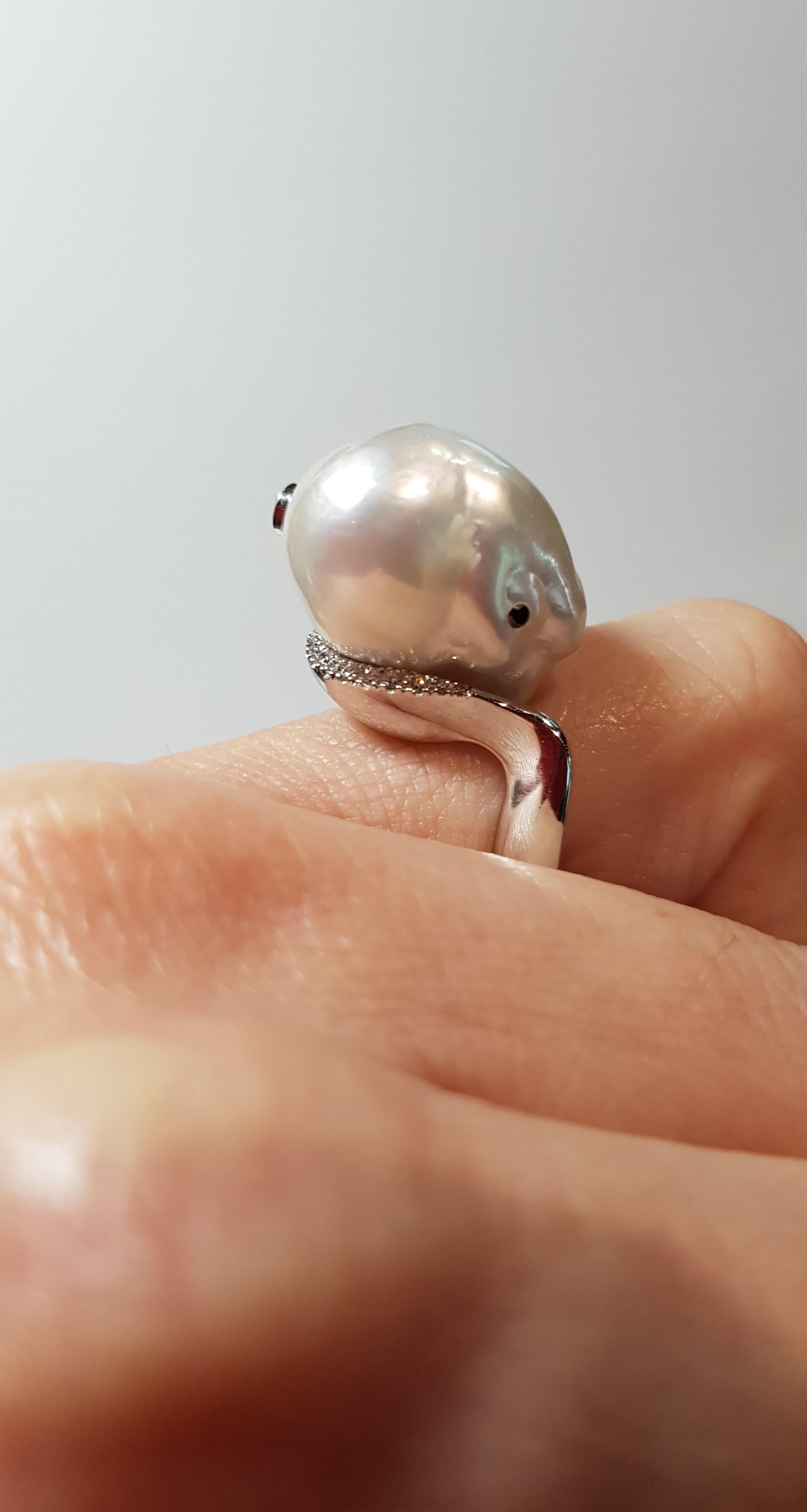 Mixed Cut Baroque Australian South Sea Pearl Dress Ring For Sale