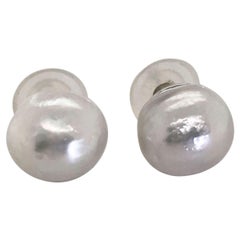 Baroque Australian South Sea White Pearl Stud Earrings