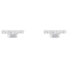 Baroque Baguette 14K (or 18k upon request) Yellow Gold Diamond Stud Earrings