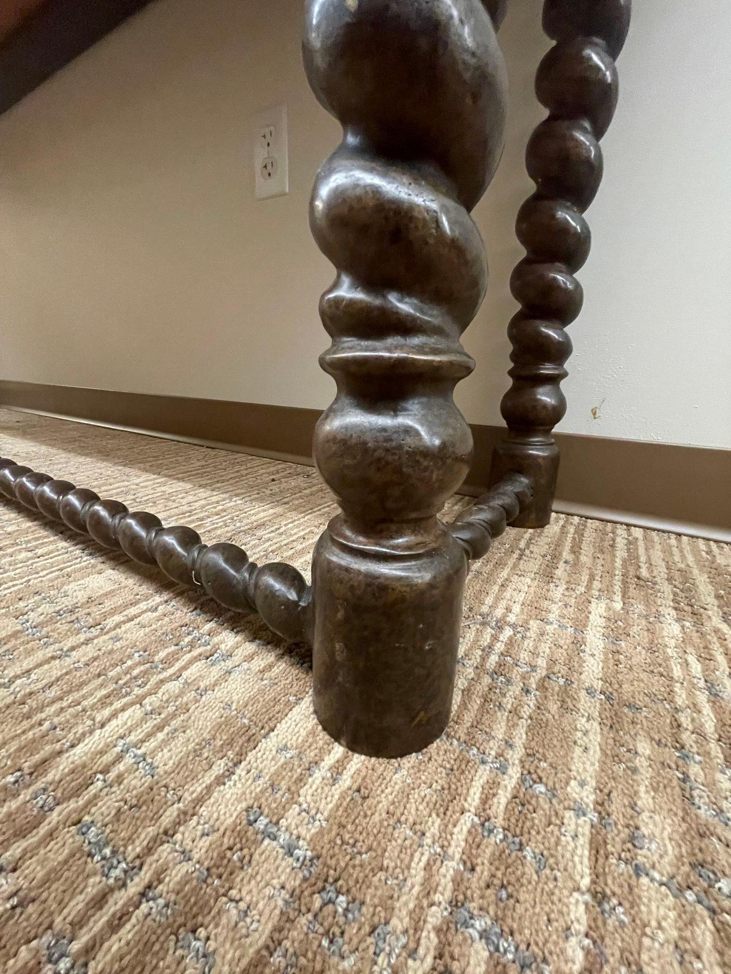Baroque, Barley Twist Console Table, Tortoise, Marble, Bronze, 19th Century For Sale 9
