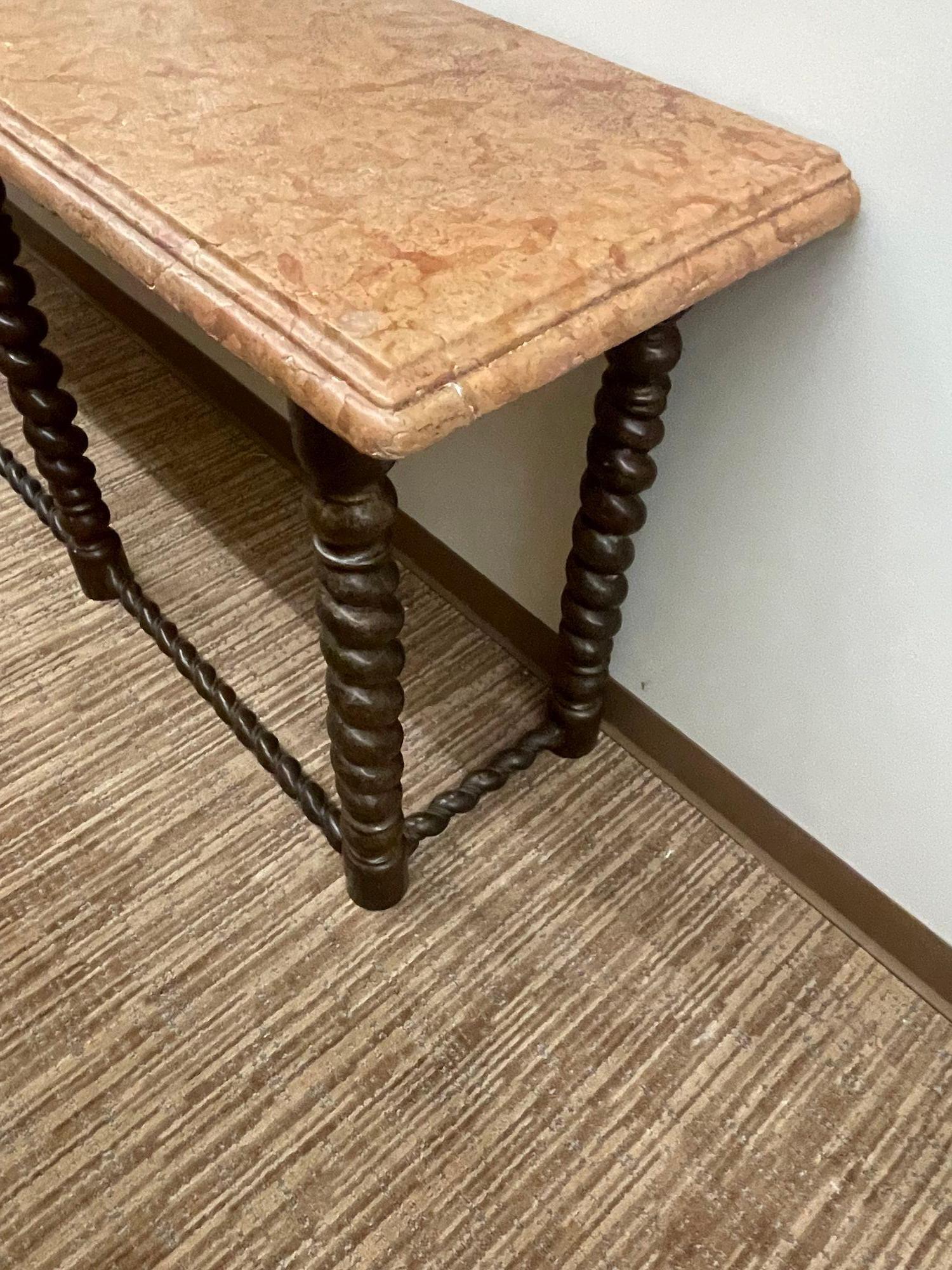 Baroque, Barley Twist Console Table, Tortoise, Marble, Bronze, 19th Century For Sale 3