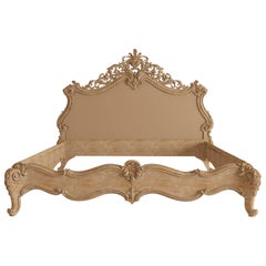 Baroque Bed from Oak or Beech, Wood Bed Frame