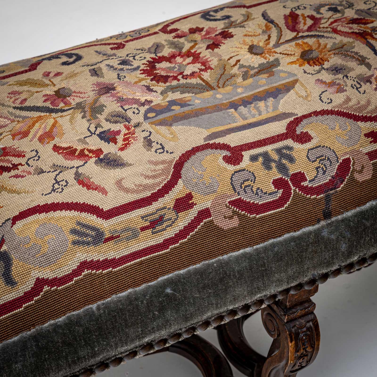 Tapestry Baroque Bench, France, 18th Century For Sale