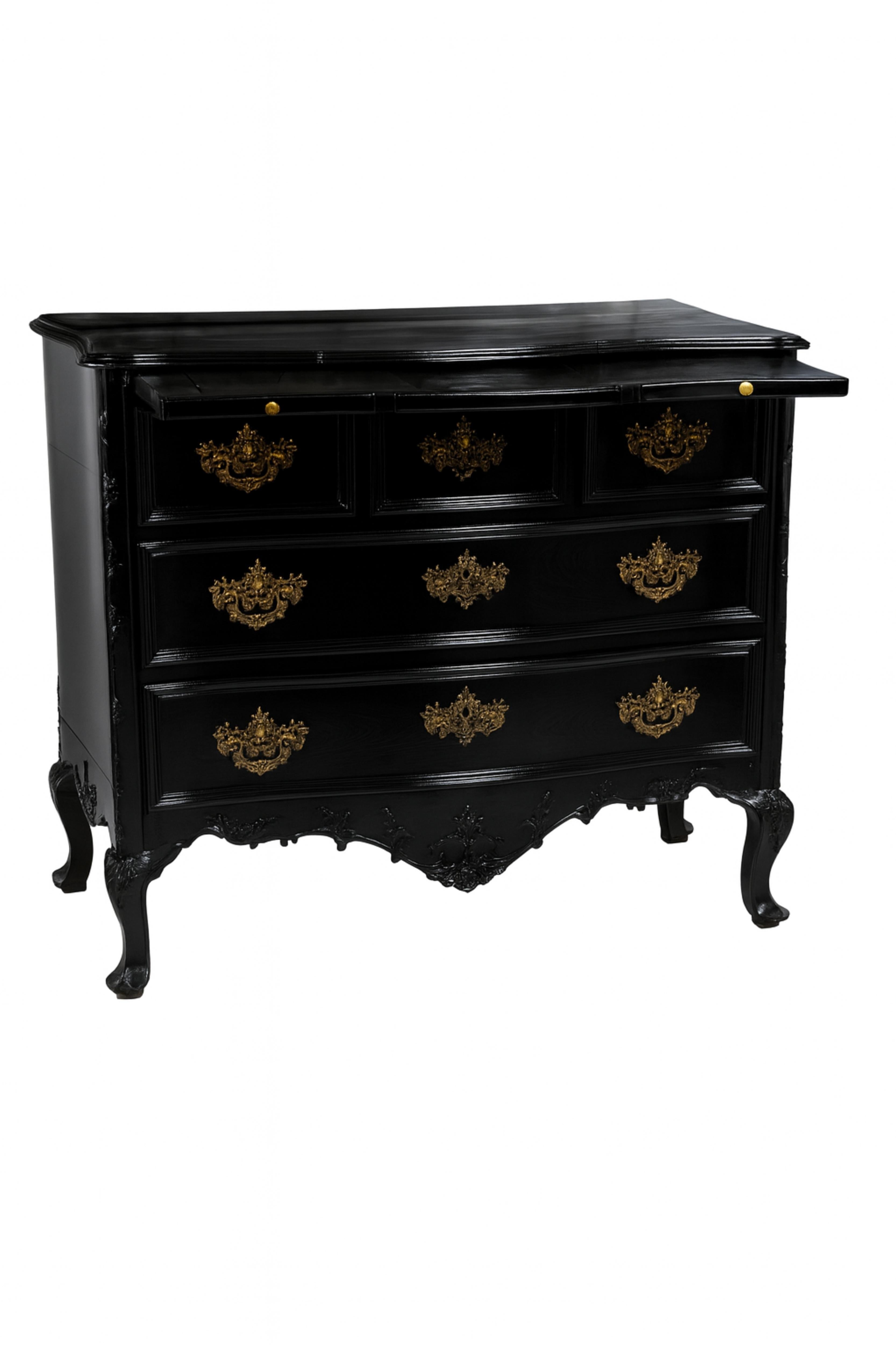 Cassettiera barocca in lacca nera, XIX secolo in vendita 4