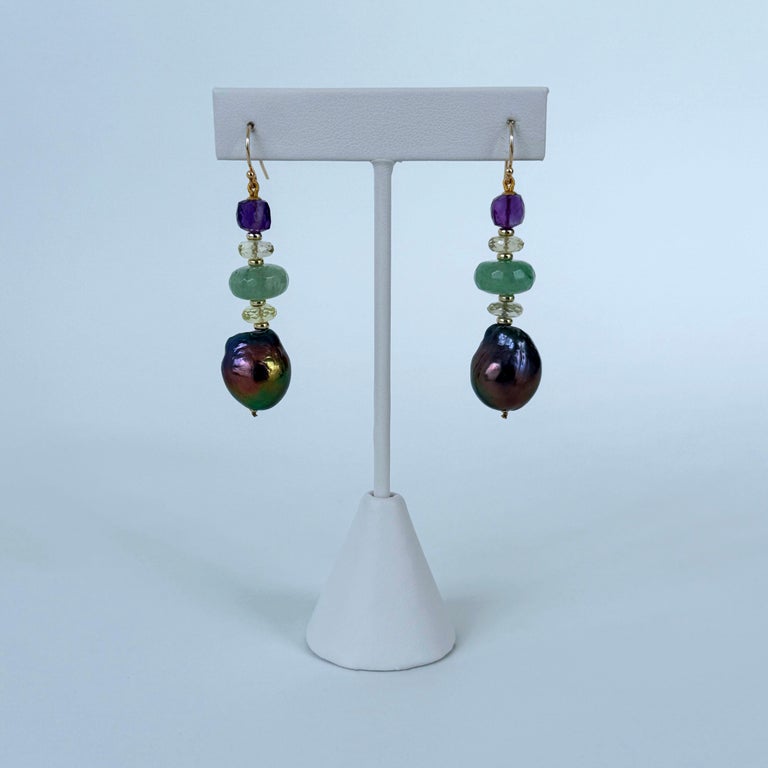 Boucles D'oreilles Perles Mabé En Goutte Et Améthyste - Argent Massif 925, Fermoir Dormeuse, Occasion