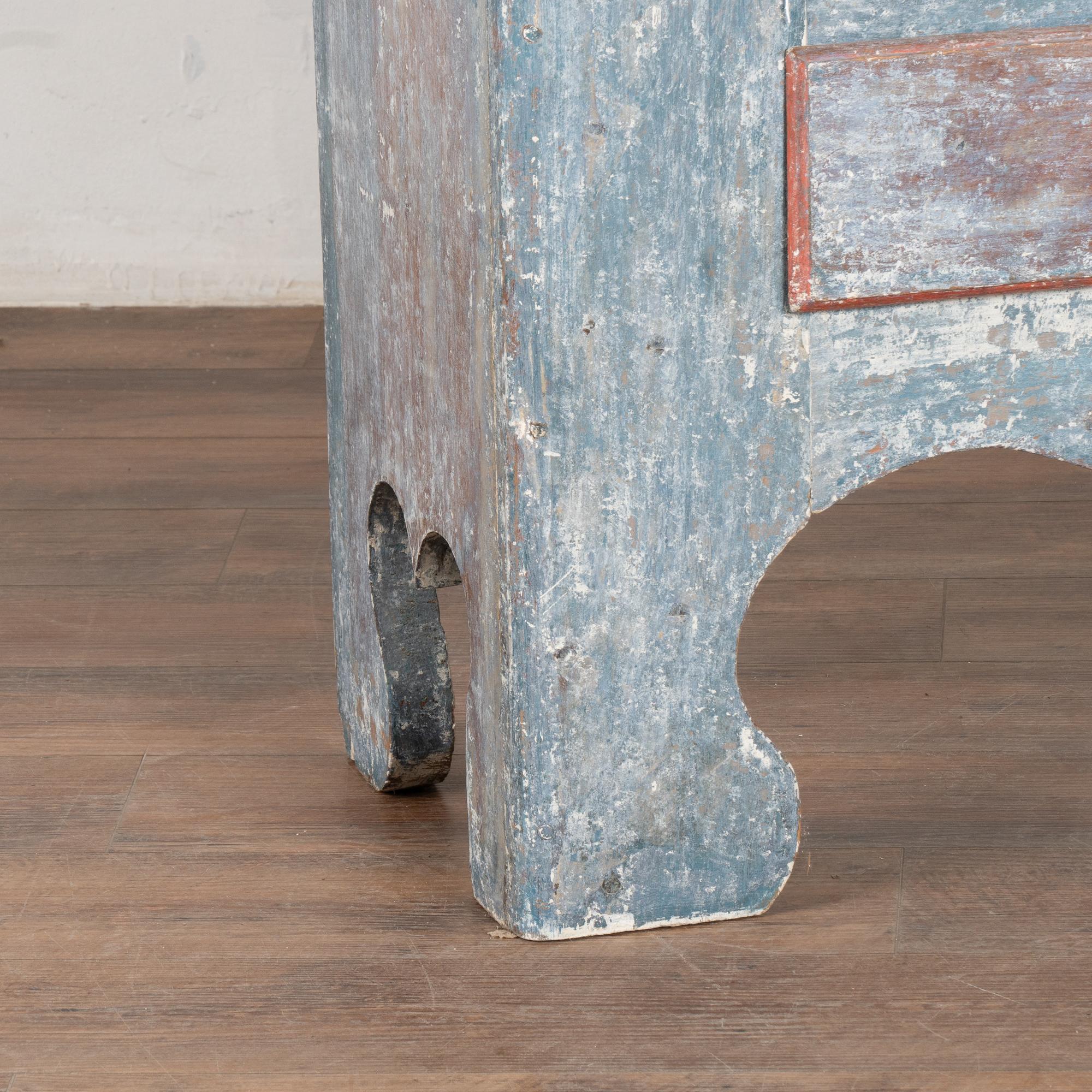 Baroque Blue Painted Pine Cabinet, Sweden circa 1820-40 For Sale 1