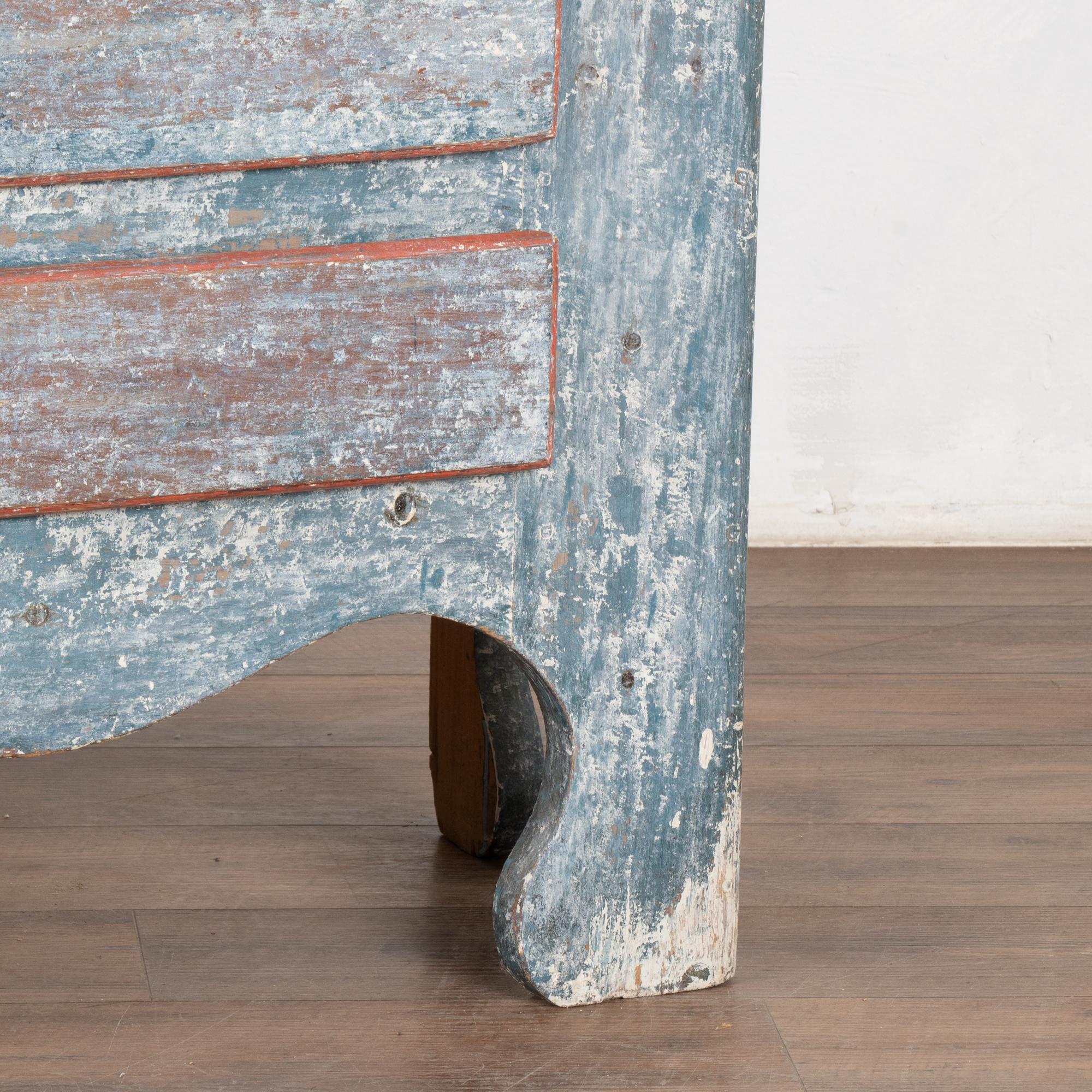 Baroque Blue Painted Pine Cabinet, Sweden circa 1820-40 For Sale 3