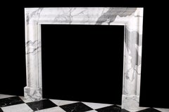 Baroque Bolection Chimneypiece in Italian White Statuary Marble Fireplace 3