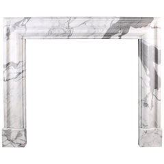 Baroque Bolection Chimneypiece in Italian White Statuary Marble Fireplace 3
