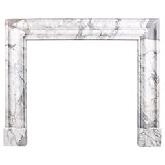 Baroque Bolection Chimneypiece in Italian White Statuary Marble Fireplace 4