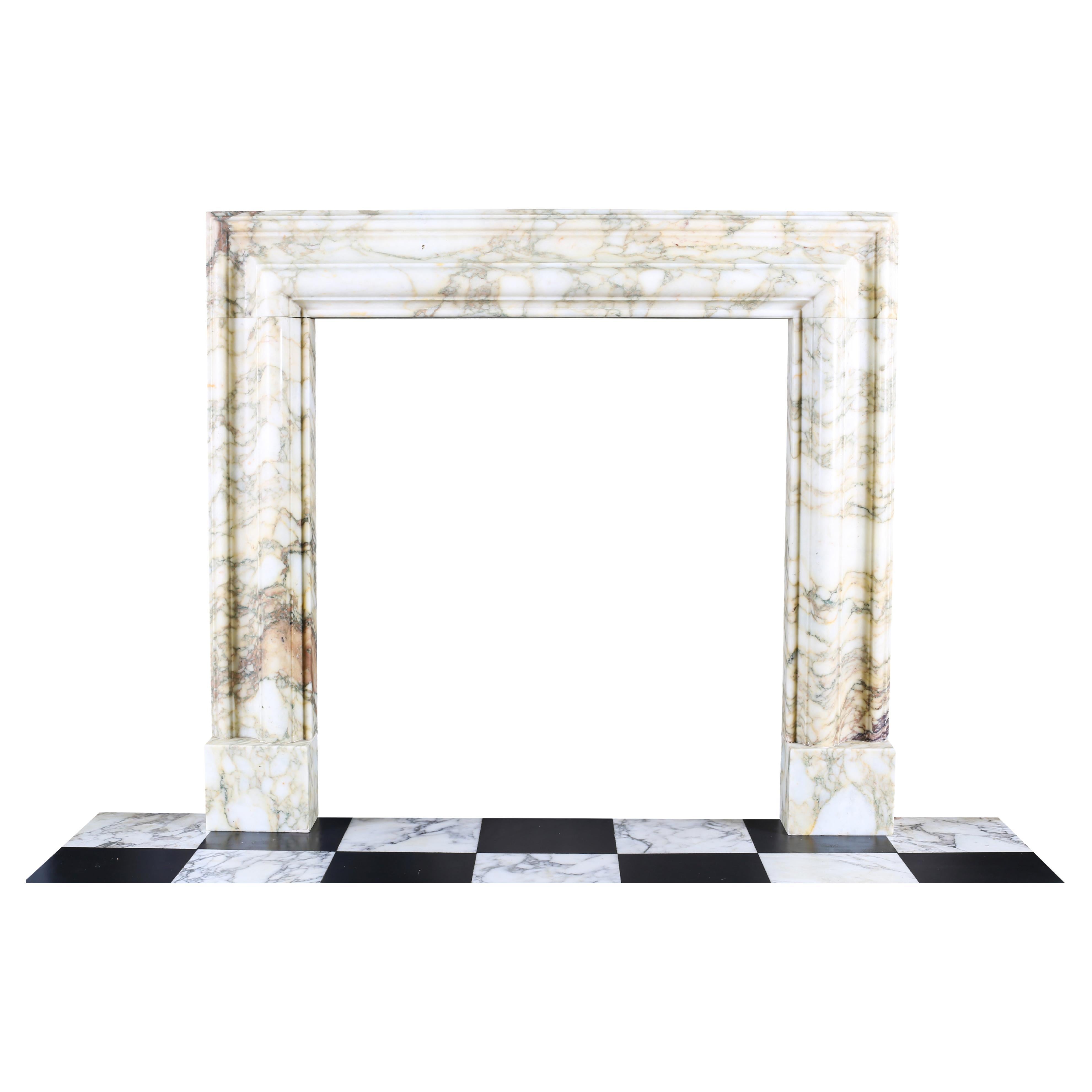 Baroque Bolection Fireplace in Italian Brescia Violette Marble