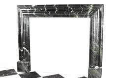 Baroque Bolection Fireplace Mantel in Italian Verde Antico Marble