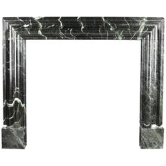 Baroque Bolection Fireplace Mantel in Italian Verde Antico Marble