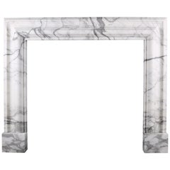 Baroque Bolection Fireplace Mantel in Italian White Statuary Marble Fireplace 1