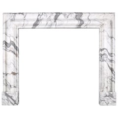Baroque Bolection Fireplace Mantle in Italian White Statuary Marble 5