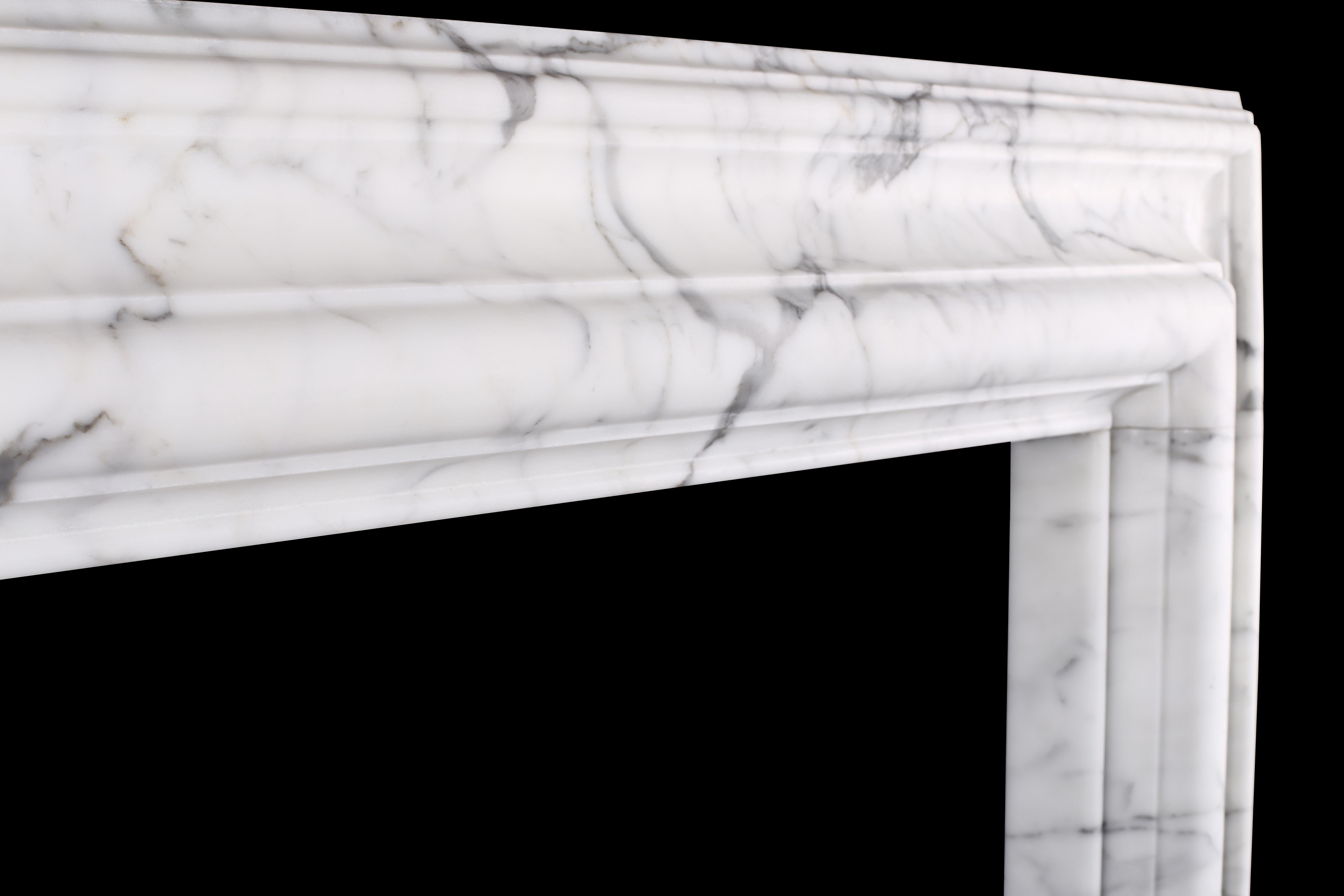 Baroque Bolection Fireplace Surround in Italian White Statuary Marble Fireplace2 In Excellent Condition For Sale In London, GB