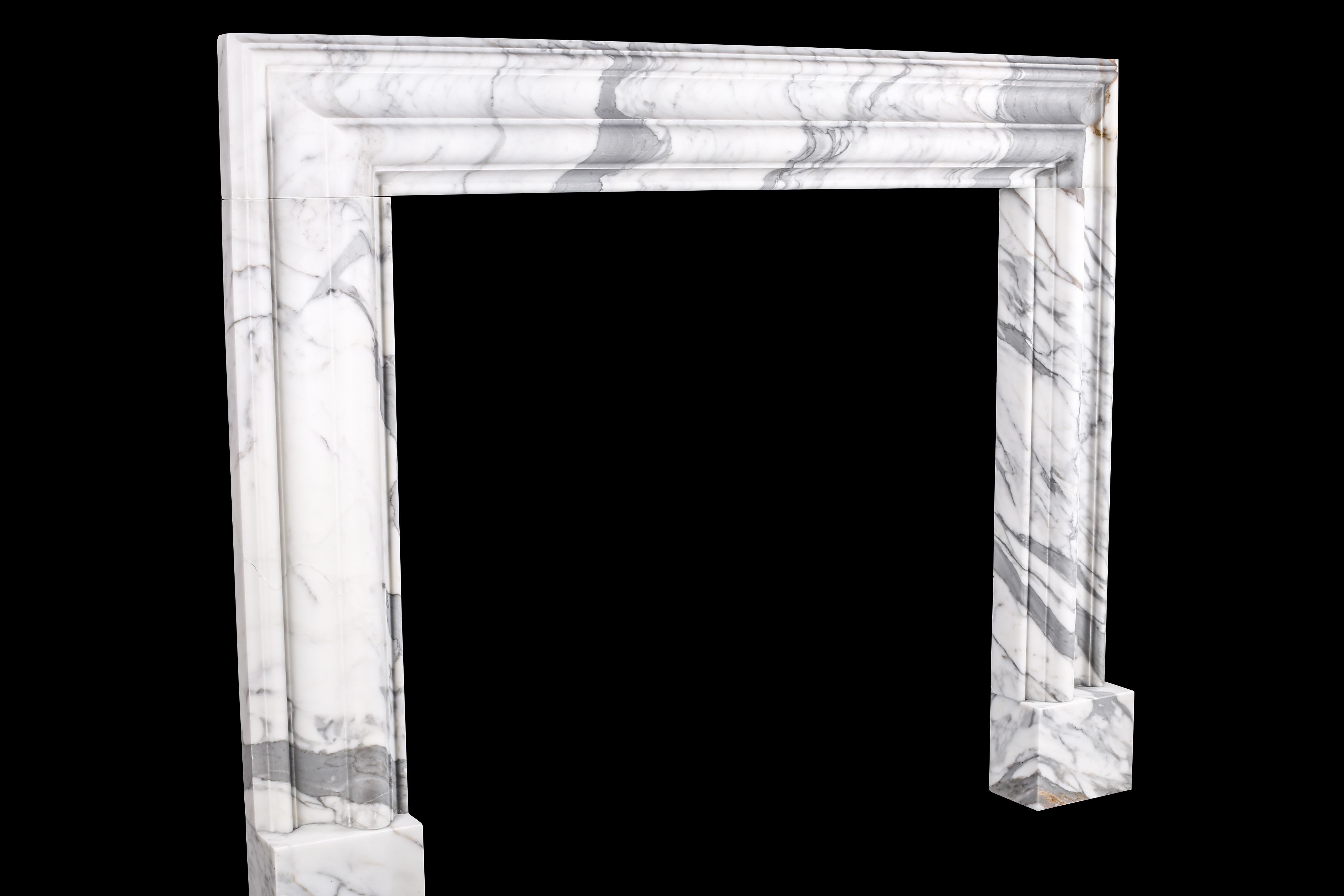 Queen Anne Baroque Bolection Fireplace Surround Italian White Statuary Marble Fireplace 6
