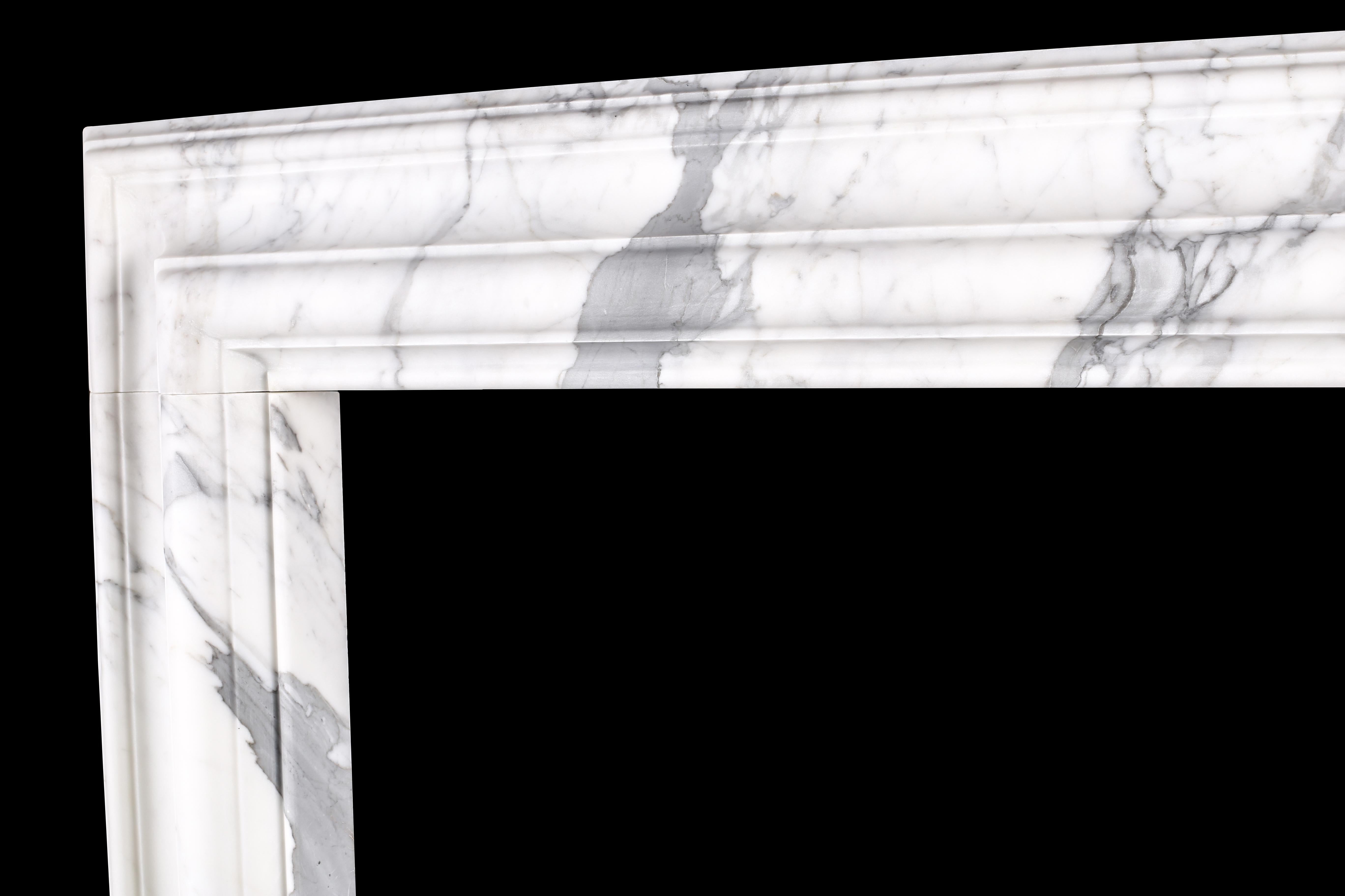Baroque Bolection Fireplace Surround Italian White Statuary Marble Fireplace 6 In Excellent Condition In London, GB