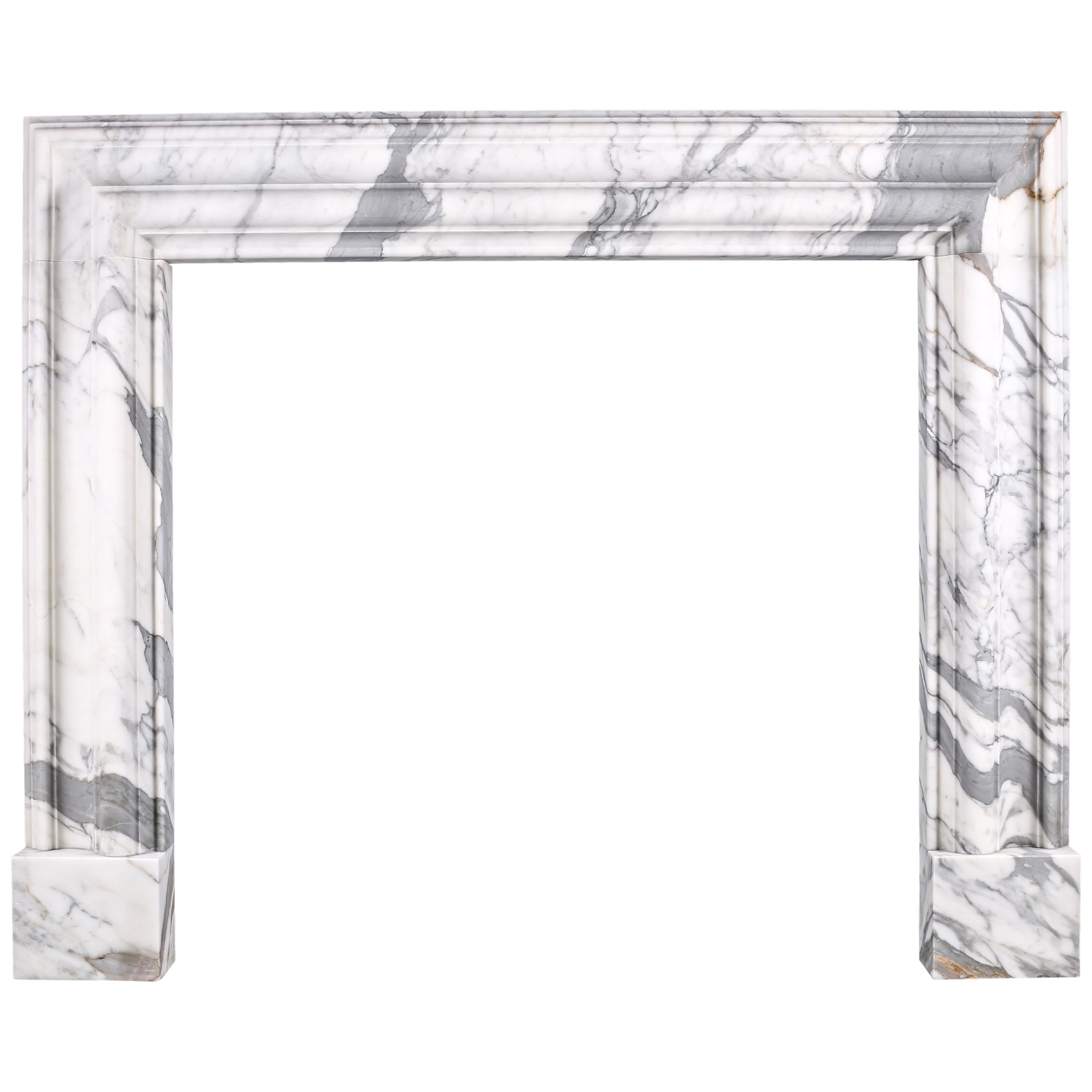 Baroque Bolection Fireplace Surround Italian White Statuary Marble Fireplace 6