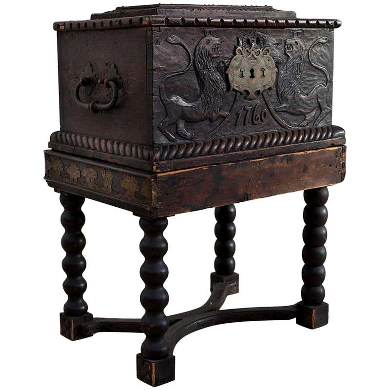 Baroque Box with Interior Paint on Stand, Origin Norway, Dated 1760 at ...