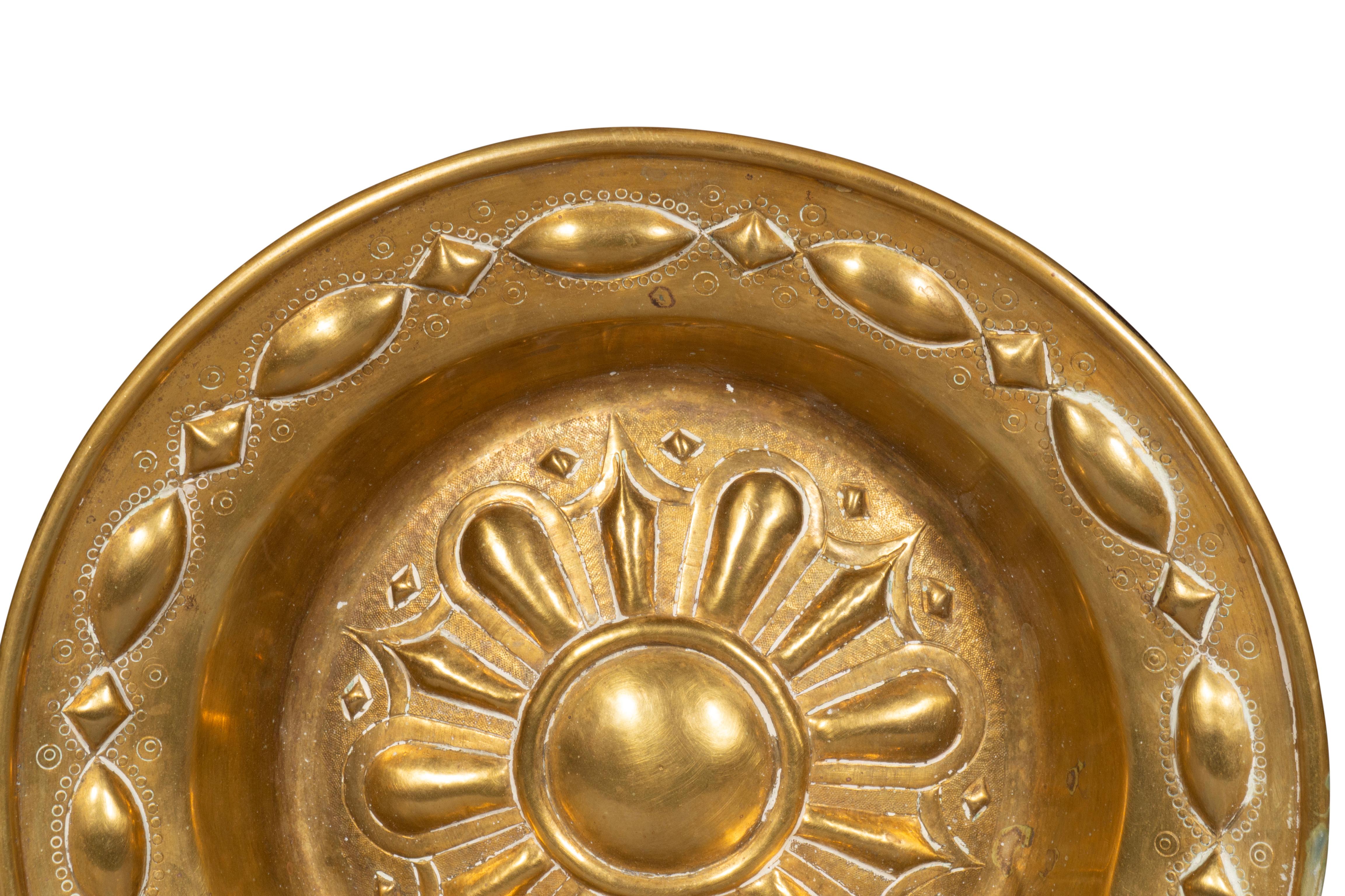European Baroque Brass Alms Plate For Sale