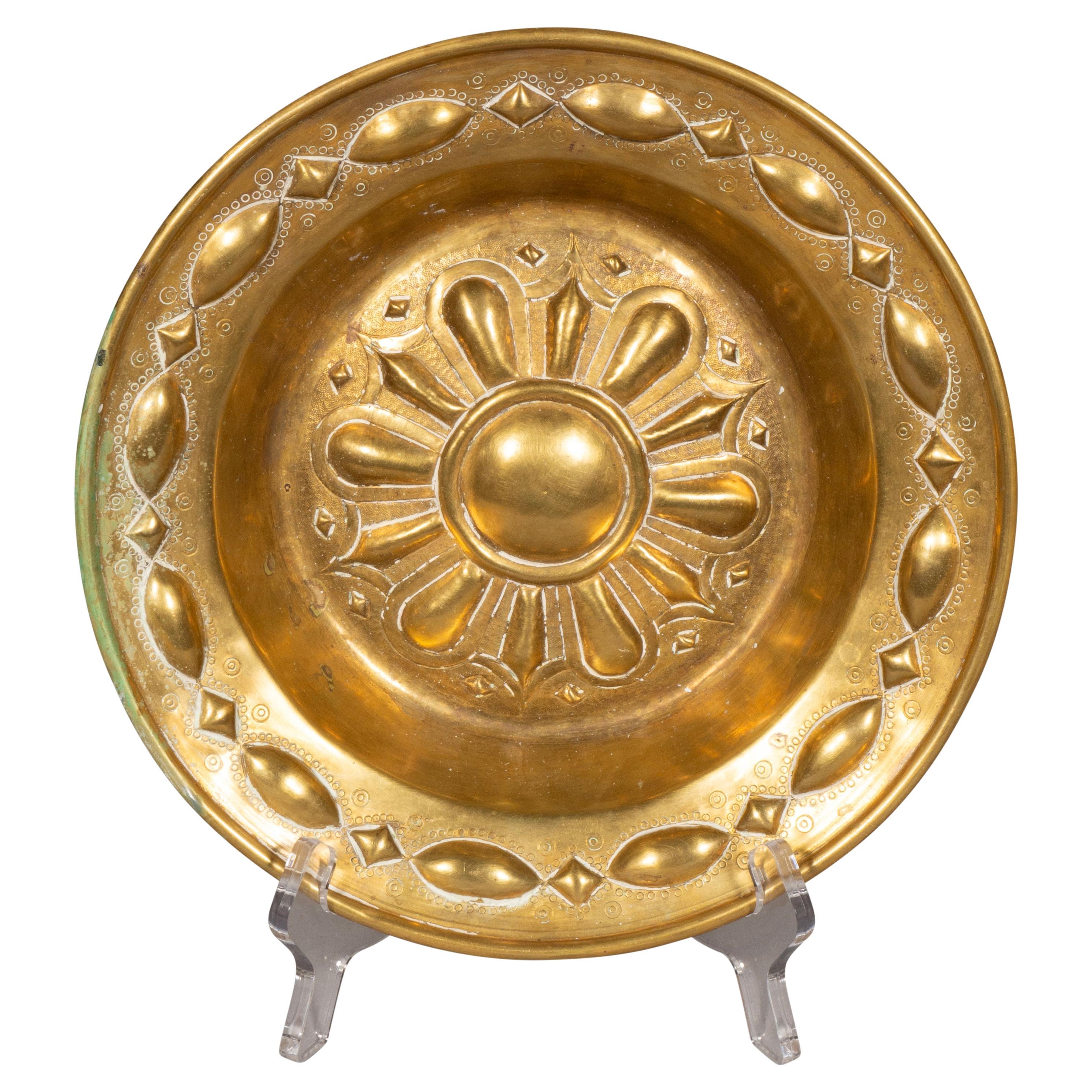 Baroque Brass Alms Plate For Sale