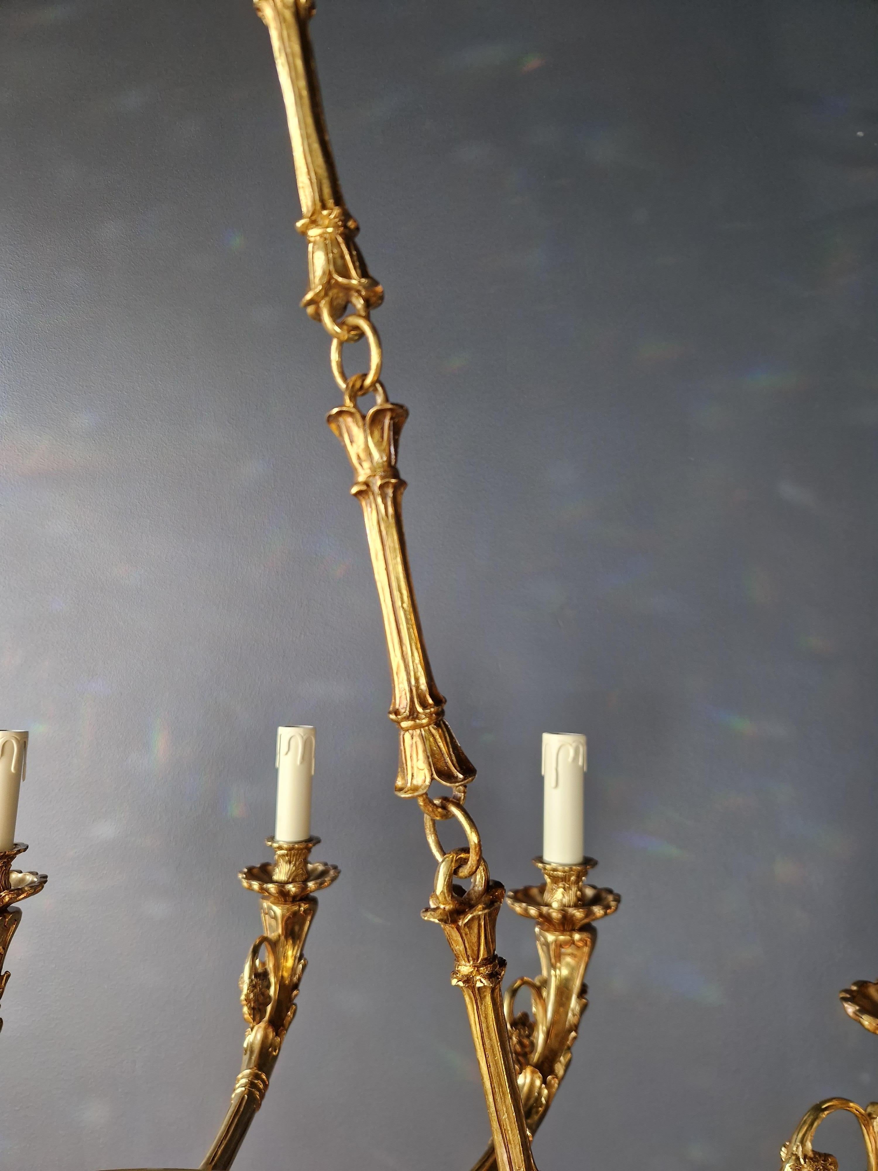 Baroque Brass Empire Chandelier Crystal Lustre Lamp Antique Gold For Sale 9