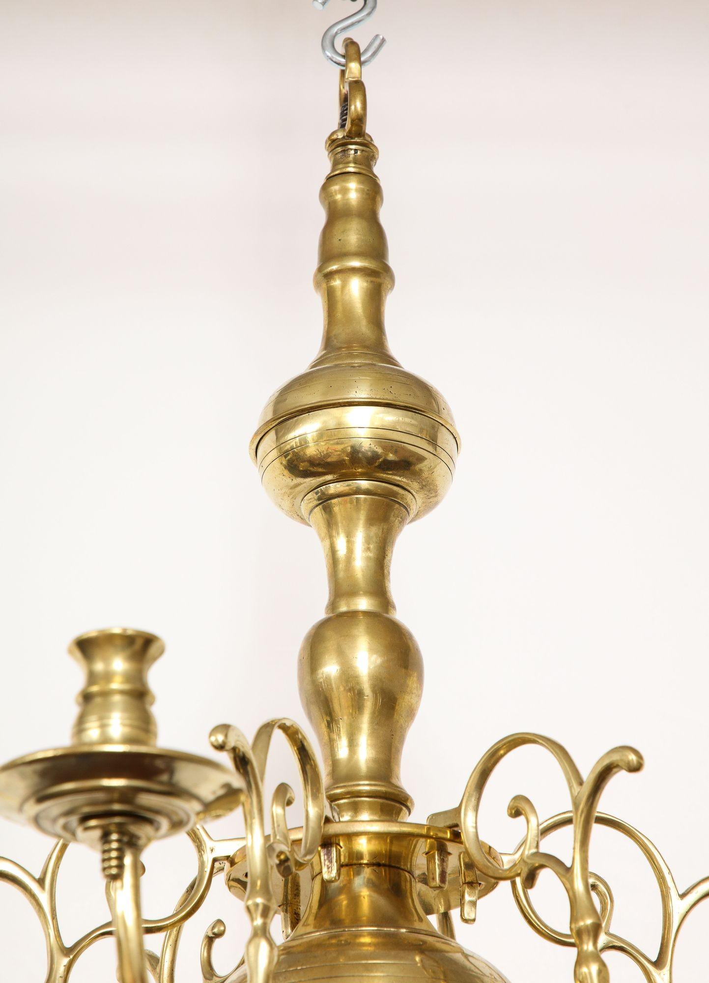 18th Century and Earlier Baroque Brass Six Light Chandelier