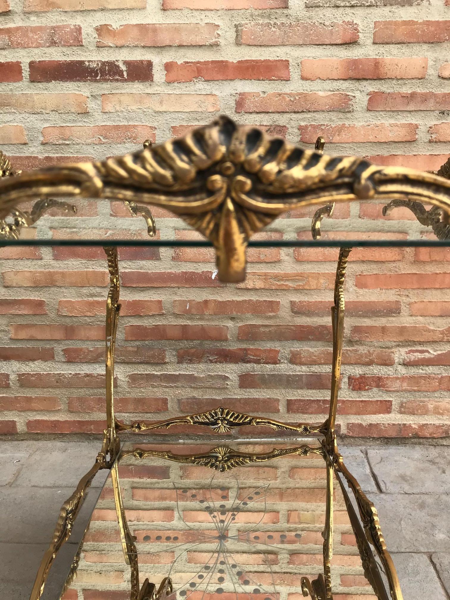 Baroque Brass Two-Tier Bar Cart 5