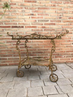 Baroque Brass Two-Tier Bar Cart
