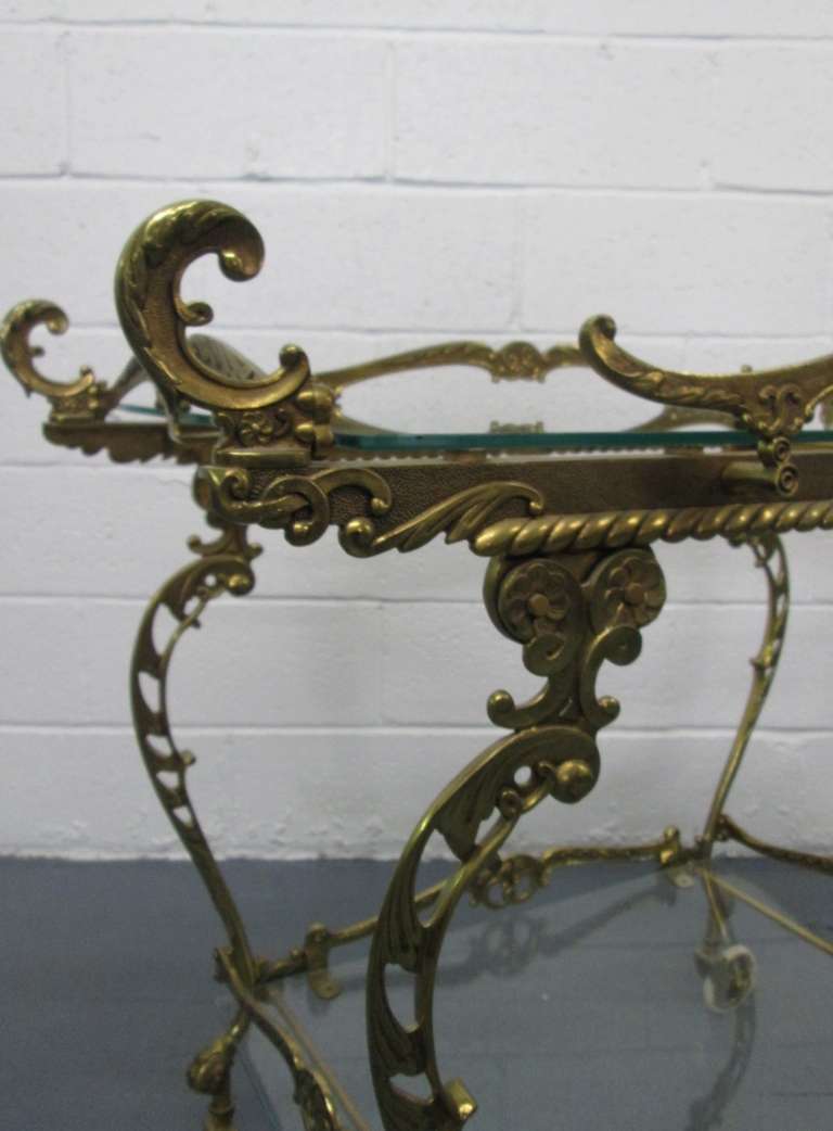 Baroque Brass Two-Tier Bar Cart In Good Condition In New York, NY