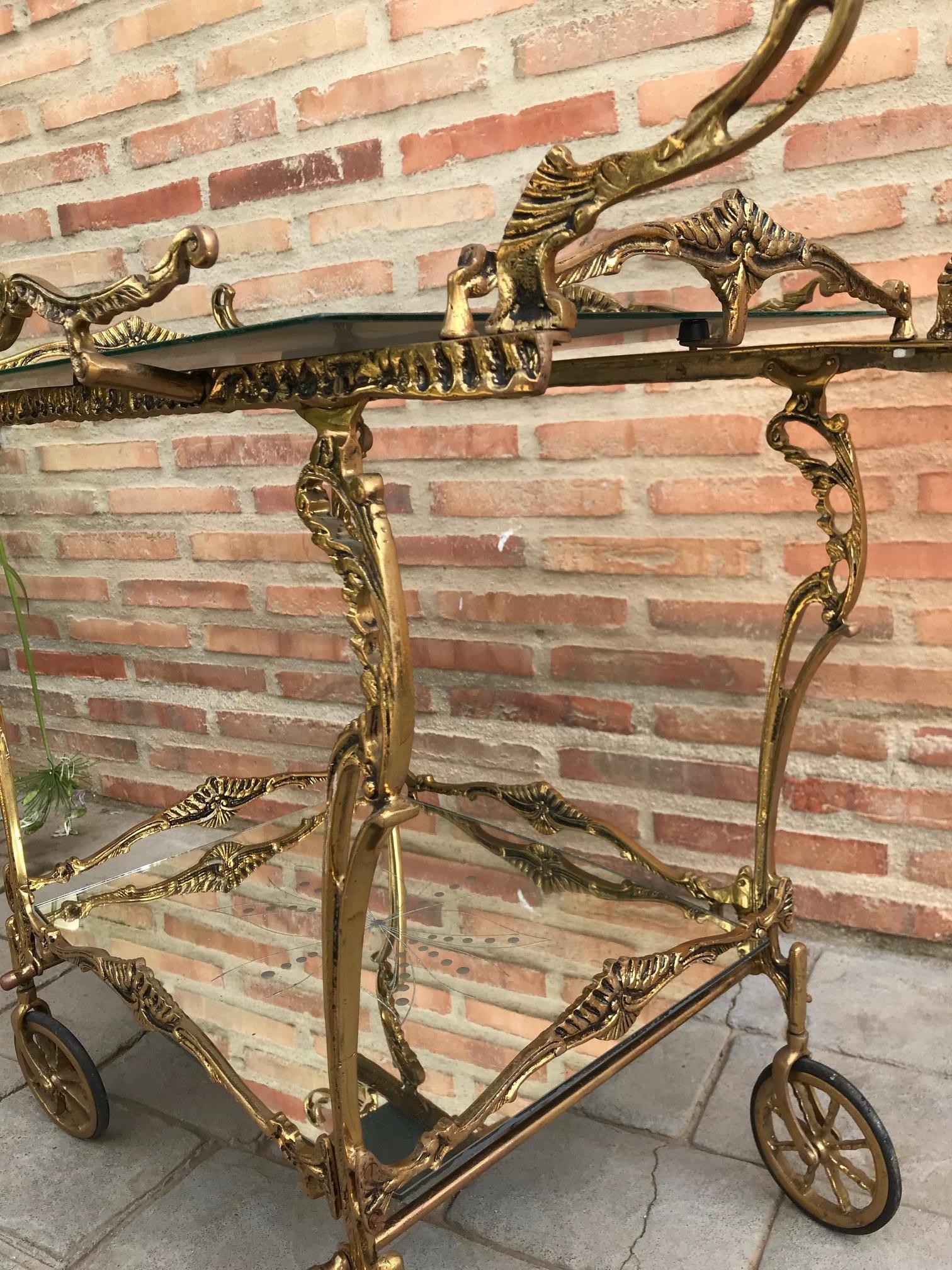 Baroque Brass Two-Tier Bar Cart 1