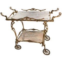 Baroque Brass Two-Tier Bar Cart