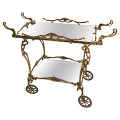 Baroque Brass Two-Tier Bar Cart