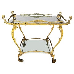 Antique Baroque Bronze Two Tier Bar or Tea Cart
