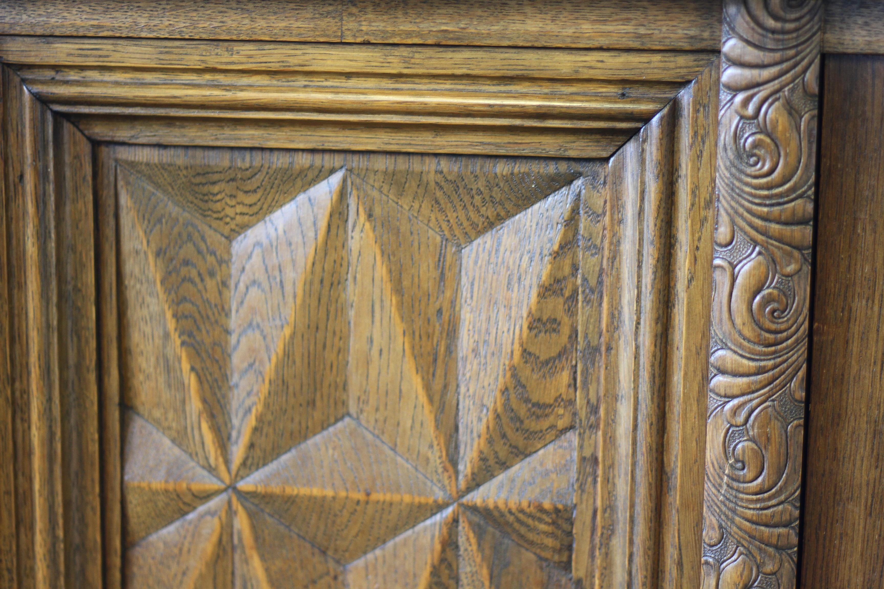 Baroque Brutalist Style Oak Cabinet Danish 1960s For Sale 9