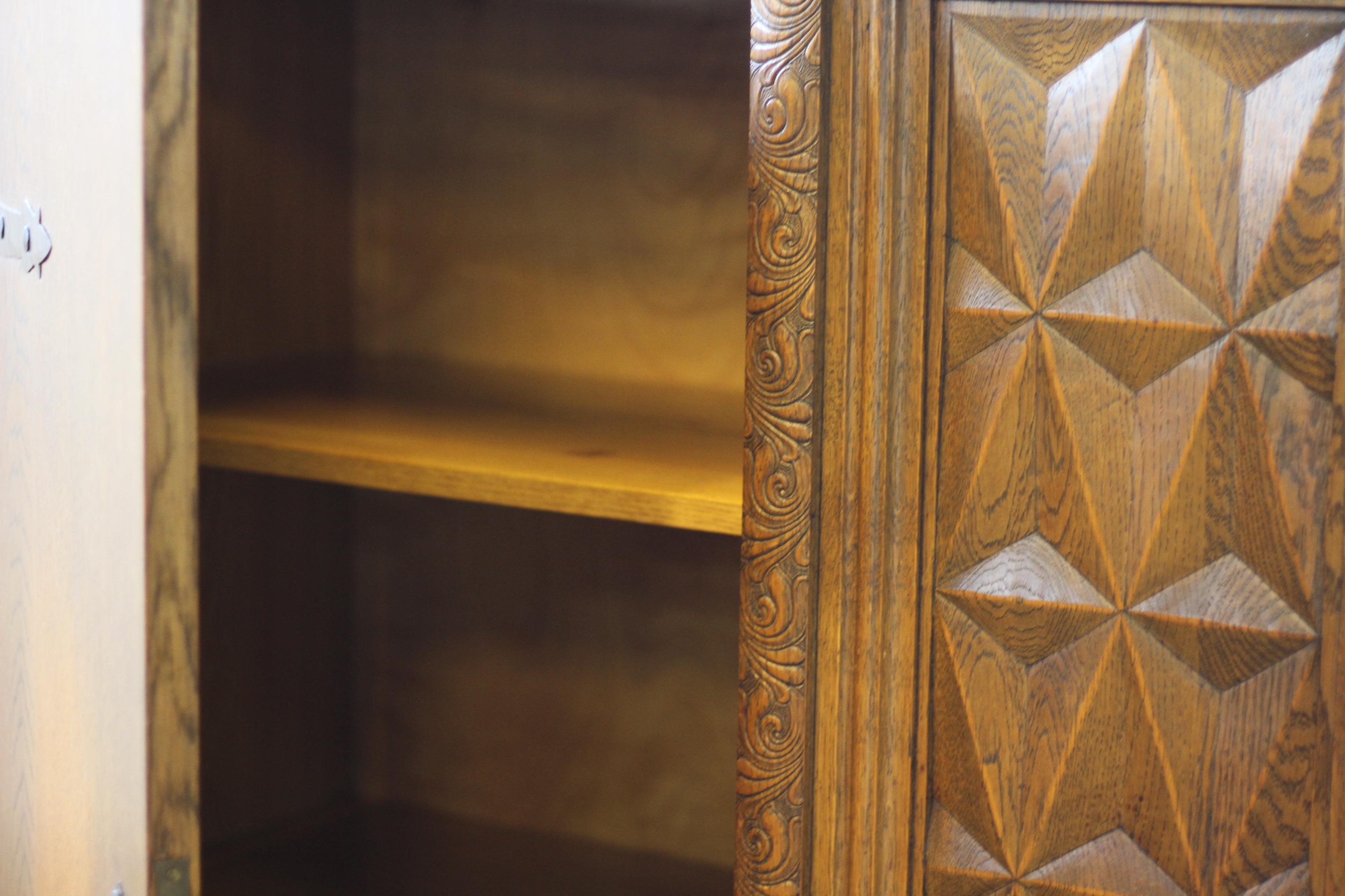 Baroque Brutalist Style Oak Cabinet Danish 1960s For Sale 14