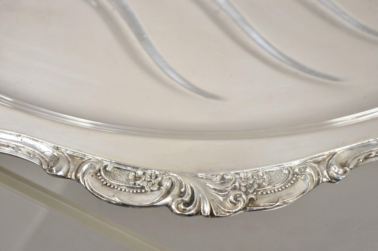 Baroque by Wallace 259 Silver Plated Meat Cutlery Serving Platter Tray For Sale 6