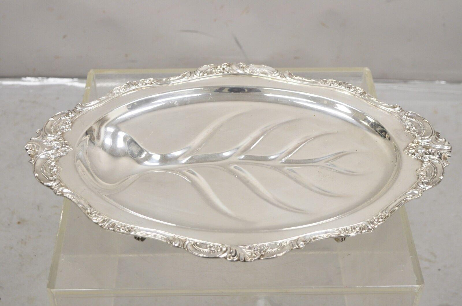 Baroque by Wallace 259 Silver Plated Meat Cutlery Serving Platter Tray. Circa  Mid 20th Century. Measurements:  2.25